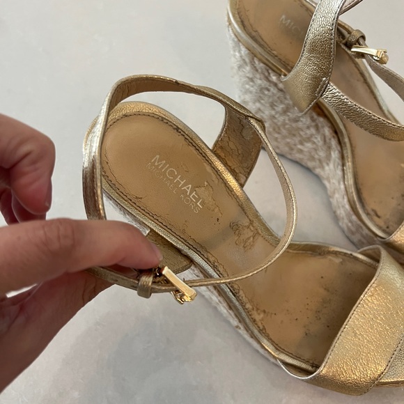 Michael Kors Metallic Gold Wedge Sandals - Picture 7 of 11